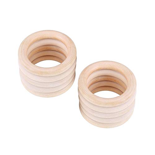 Voarge 10 Stück Holzring, Holzring Hölzern für Basteln DIY Handwerk Ring, für zu Hause DIY Kunst Herstellung Urlaub Dekoration, Baby Spielzeug, Das Ideal Baby Geschenk (70mm) (70mm) von Voarge