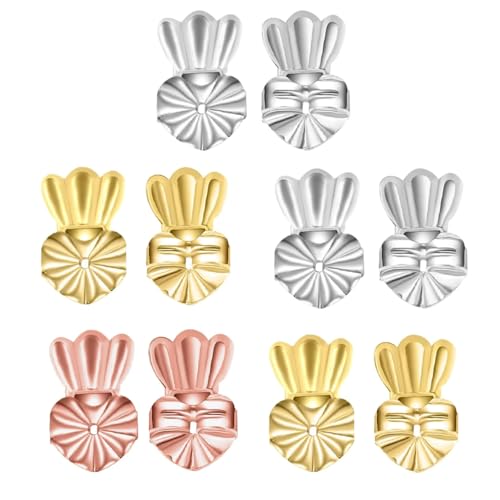 Voarge Hypoallergene Ohrringe Earring Backs Lifters Verschlüsse Hypoallergene Verstellbare Ohrbügel Earring Back Support Lift Ohrringe für fallende Ohren (5 Paar) von Voarge