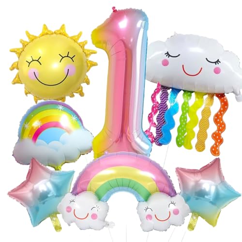 Voarge Regenbogen Geburtstagsdeko 1, Regenbogen Folienballons, Wolke Helium Ballons für Jungen Mädchen Baby Shower Jubiläum Geburtstag Voarge Regenbogen Geburtstagsdeko 1, Regenbogen Folienballons, Wolke Helium Ballons für Jungen Mädchen Baby Shower Jubiläum Geburtstag von Voarge