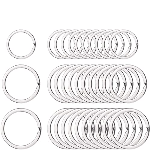 Voarge Schlüsselringe aus Edelstahl Metall Split Ring Runde Flache Schlüsselanhänger Ringe, 20mm,25mm,30mm Schlüsselringe 30 stück für Auto, Haus, Schlüssel Zubehör von Voarge