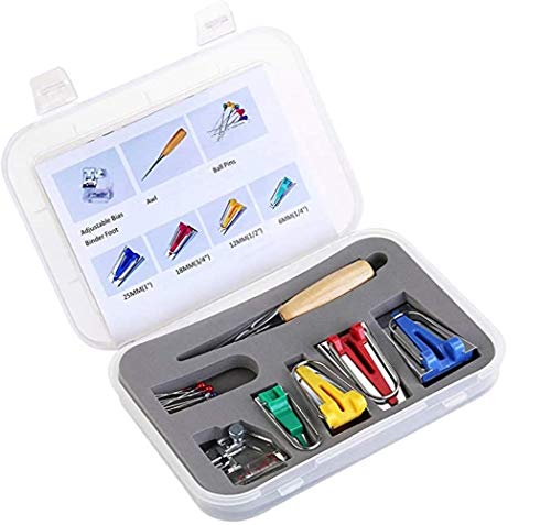 Voarge Schrägbandformer SetBinding Fuß Ahle Pin Set Quilt Nähen, Fabric Bias Tape Maker Werkzeug zum Nähen Quilten mit Nähfuß, Quiltenahle, Ball Pins Voarge Schrägbandformer SetBinding Fuß Ahle Pin Set Quilt Nähen, Fabric Bias Tape Maker Werkzeug zum Nähen Quilten mit Nähfuß, Quiltenahle, Ball Pins von Voarge