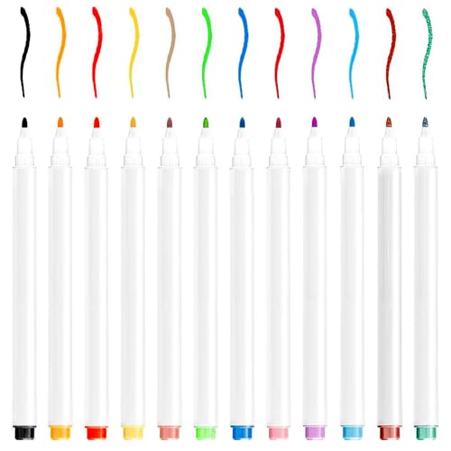 Voarge Whiteboard-Marker,12 Farben Whiteboard Marker Set, Rundspitze, Trocken abwischbar, ür Schreiben auf Whiteboards, Spiegel, Kalender, Schreibtafel von Voarge