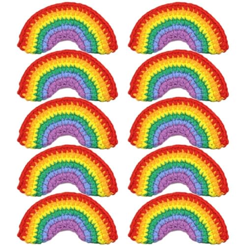 Vobumix 10 Stück Häkel-Regenbogen-aufnäher Zum Selbermachen, Stickerei-aufnäher Zum Aufbügeln, Applikationen Für Hemden, Hosen, Hüte, Handtaschen, Dekoration Vobumix 10 Stück Häkel-Regenbogen-aufnäher Zum Selbermachen, Stickerei-aufnäher Zum Aufbügeln, Applikationen Für Hemden, Hosen, Hüte, Handtaschen, Dekoration von Vobumix