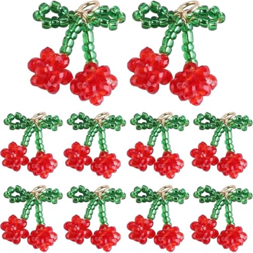 Vobumix 10 Stück Perlen Kirsch-Charms, Rote Kirsch-Charms, 3D-Frucht-anhänger, DIY-schmuckherstellung, Zubehör Für Ohrringe, Armbänder, Halsketten Vobumix 10 Stück Perlen Kirsch-Charms, Rote Kirsch-Charms, 3D-Frucht-anhänger, DIY-schmuckherstellung, Zubehör Für Ohrringe, Armbänder, Halsketten von Vobumix