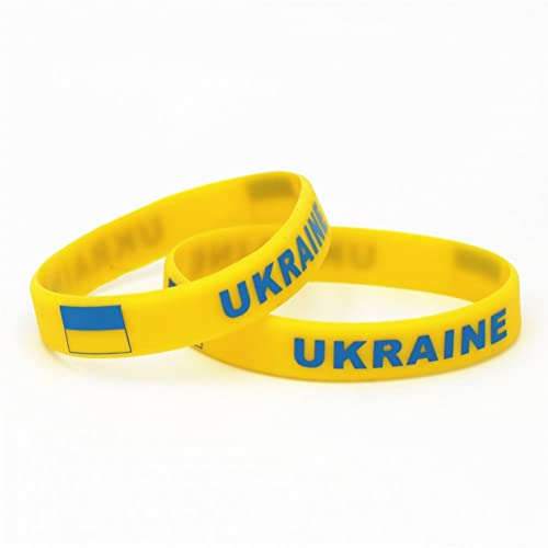 Vobumix 2 Stück Ukrainisches Silikon-Armband, Nationalflagge, Fußball-Souvenir-Armband Für Sport-Wettbewerb, Fan-anhänger Vobumix 2 Stück Ukrainisches Silikon-Armband, Nationalflagge, Fußball-Souvenir-Armband Für Sport-Wettbewerb, Fan-anhänger von Vobumix