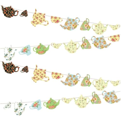 Vobumix Tea-Party-Papier-hängebanner, Teekannen-Banner, Wimpelkette, Dekorationen, Vorgespannte Garten-teekannen-Banner Für Teeparty, Brautparty, Geburtstagsparty Vobumix Tea-Party-Papier-hängebanner, Teekannen-Banner, Wimpelkette, Dekorationen, Vorgespannte Garten-teekannen-Banner Für Teeparty, Brautparty, Geburtstagsparty von Vobumix