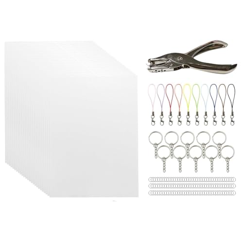 Vocdikficy 146-Teiliges Schrumpffolien-Set, Schrumpfpapier-Schlüsselanhänger-Set mit 25-Teiligem Schrumpfpapier, 121-Teiliger Offener Eisenring, Locher Vocdikficy 146-Teiliges Schrumpffolien-Set, Schrumpfpapier-Schlüsselanhänger-Set mit 25-Teiligem Schrumpfpapier, 121-Teiliger Offener Eisenring, Locher von Vocdikficy