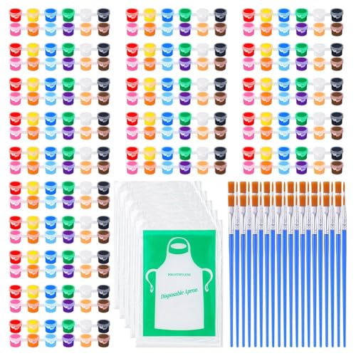 Vocdikficy 20er-Pack Gläser mit Acrylfarbe, 12 Farben, Gouache, Aquarell, Bastelfarbe, Behälter für Streifen, Aufbewahrung für Zuhause, Klassenzimmer, Partygeschenke von Vocdikficy