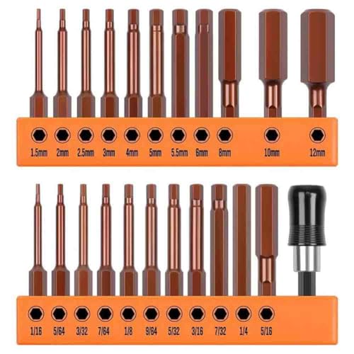Vocdikficy 23-Teiliges Sechskant-Bit-Set, Sechskantschlüssel, Bohrer, Metrisch und SAE-S2-Stahl, 1/4-Sechskantschaft, 2,3 Vocdikficy 23-Teiliges Sechskant-Bit-Set, Sechskantschlüssel, Bohrer, Metrisch und SAE-S2-Stahl, 1/4-Sechskantschaft, 2,3 von Vocdikficy