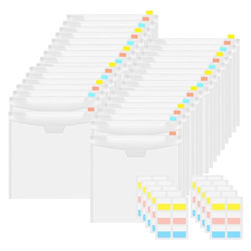 Vocdikficy 32 Transparente Scrapbook-Organizer-Umschläge, Aufbewahrungstaschen, Hüllen Zur Aufbewahrung Von 12 X 12 mit 60 Etikettenaufklebern von Vocdikficy