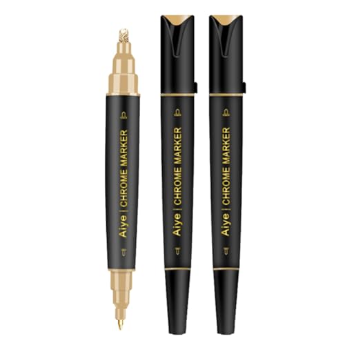 Vocdikficy 3er-Pack Liquid Gold Chrome Marker mit Doppelspitze, Permanenter, Glänzender Goldmarker für die Meisten Oberflächen, Golden Metallic Vocdikficy 3er-Pack Liquid Gold Chrome Marker mit Doppelspitze, Permanenter, Glänzender Goldmarker für die Meisten Oberflächen, Golden Metallic von Vocdikficy