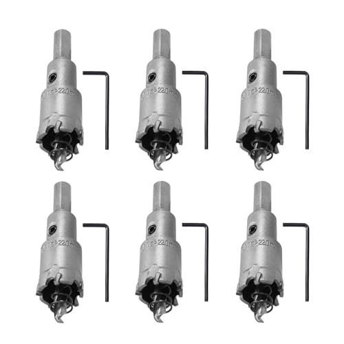 Vocdikficy 6 Stück Hartmetall-Lochsäge Aus Rostfreiem Stahl/Metall-Lochöffner Erweiterbares Bohrer-Set 22mm von Vocdikficy