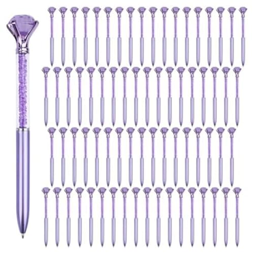 Vocdikficy 60 Stück Süße Kugelschreiber in Großpackung, 1,0 mm Mittlere Spitze, Blaue Tinte, Kristalldiamant-Stift für Tagebuchschreiben, Lila Vocdikficy 60 Stück Süße Kugelschreiber in Großpackung, 1,0 mm Mittlere Spitze, Blaue Tinte, Kristalldiamant-Stift für Tagebuchschreiben, Lila von Vocdikficy