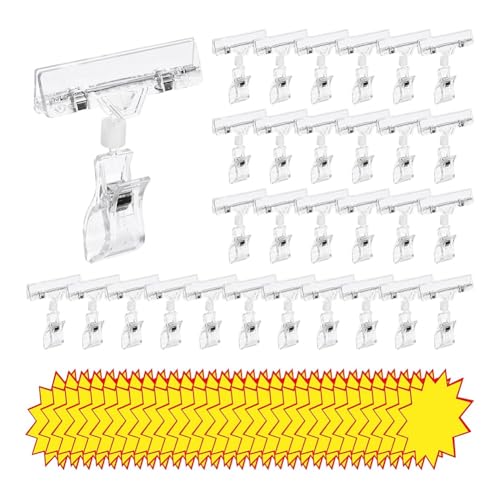 Vocdikficy 60-Teiliges Set mit Transparenten Schildern Aus Kunststoff und Leeren Preisschildern für Kleiderstangen im Einzelhandel, Supermarkt, Einkaufszentrum von Vocdikficy