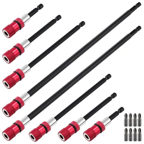 Vocdikficy 8-Teiliges Bohrerverlängerungsset, Magnetische Bohrerverlängerung, Bithalter, Bohrerverlängerung, 1/4 Sechskant-Bithalter mit 8 Bits von Vocdikficy