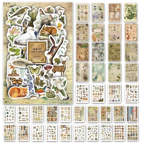 Vocdikficy Ästhetisches Washi-Aufkleberpapier im Vintage-Stil für Scrapbooking, 40 Blatt Ephemera-Buch für Art Journaling, C Vocdikficy Ästhetisches Washi-Aufkleberpapier im Vintage-Stil für Scrapbooking, 40 Blatt Ephemera-Buch für Art Journaling, C von Vocdikficy