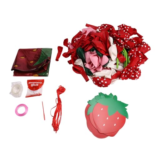 Vocdikficy Erdbeer-Ballonbogen, 157-Teiliger Erdbeer-Ballon mit, Rosa, Grünen Latex-Ballons und Erdbeer-Folien-Ballons von Vocdikficy