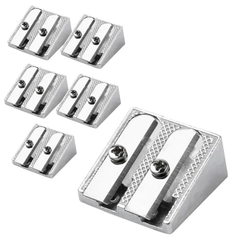 Vocdikficy Hand-Bleistiftspitzer, Metall-Bleistiftspitzer, Buntstiftspitzer mit 2 Löchern, 6er-Pack von Vocdikficy