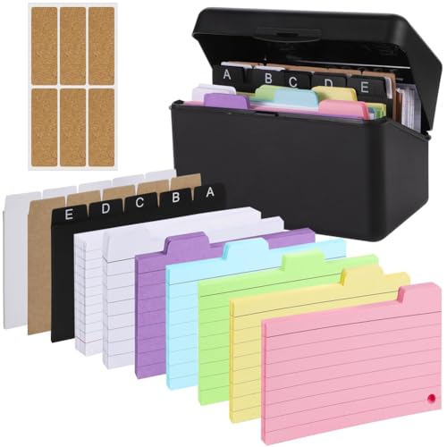 Vocdikficy Karteikartenhalter-Set, Karteibox mit 230 Verschiedenen Karteikarten, Bunt Liniert, 6 Ringen und Aufklebern, Perfekt für die Schule Vocdikficy Karteikartenhalter-Set, Karteibox mit 230 Verschiedenen Karteikarten, Bunt Liniert, 6 Ringen und Aufklebern, Perfekt für die Schule von Vocdikficy