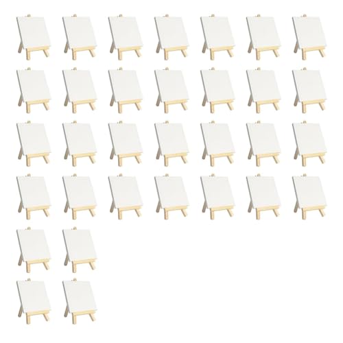 Vocdikficy Mini-Leinwände mit Staffelei-Sets, 32er-Pack, Kleine Malleinwand mit Mini-Staffelei, 4 X 4, Kunstleinwände, Malset von Vocdikficy