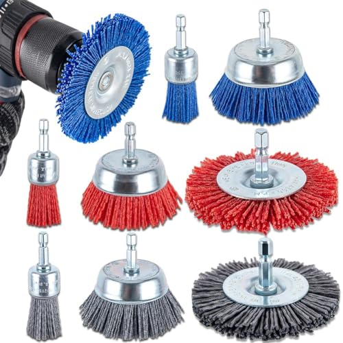 Vocdikficy Nylon-Filamentbürste – Schleiffilament, Nylon-Drahtborsten, Bohrrad und Topfbürsten-Set, Geeignet für die Entfernung Von Rost, Korrosion, Nylon-Reinigungs-Bohrbürsten-Set, Produktionsbürste von Vocdikficy