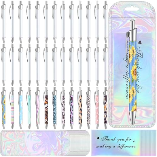 Vocdikficy Sublimationsstift-Set, Sublimationsstift-Rohling mit Wiederverschließbarem Beutel und Dankeskarte, Sublimations-Kugelschreiber für die Schule von Vocdikficy