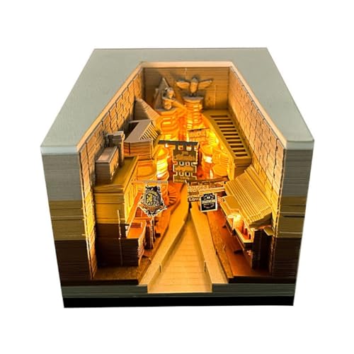 Vocdikficy Time Piece-Kalender 2024, 3D-Kalender, Papierschnitzerei, Tischkalender 2024, Notizblock mit LED-Leuchten, 3D-Kalender, Papierschnitzerei, Geschenk, Schreibtischdekoration von Vocdikficy
