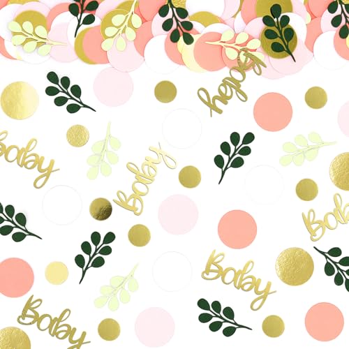 Vofrise 300 Stück rosa und salbeigrün Mädchen Babyparty Dekorationen Grün Babyparty Konfetti Eukalyptus Punkte Tischstreuung für Mädchen Geschlecht Enthüllung Geburtstag Dekor von Vofrise