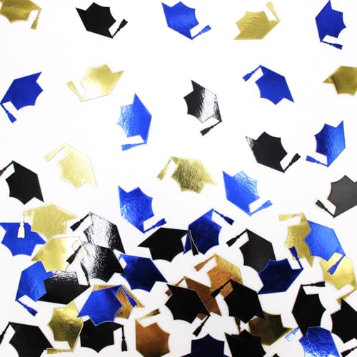 Vofrise Blaues Abschlusskonfetti 2025 Congrats Grade Caps Konfetti für Abschlussdekorationen, Klasse 2025, Blau und Gold, Partyzubehör, 200 Stück von Vofrise