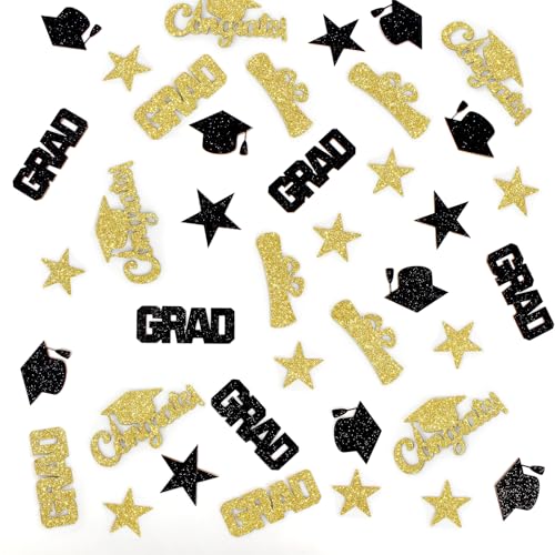 Vofrise Glitzer-Abschluss-Konfetti 2025, Schwarz und Gold, Abschlussdekorationen, Grad Kappe, Stern, Congrats Grad, Tischstreuung für Abschlussfeier, Party-Dekorationen 2025 Vofrise Glitzer-Abschluss-Konfetti 2025, Schwarz und Gold, Abschlussdekorationen, Grad Kappe, Stern, Congrats Grad, Tischstreuung für Abschlussfeier, Party-Dekorationen 2025 von Vofrise