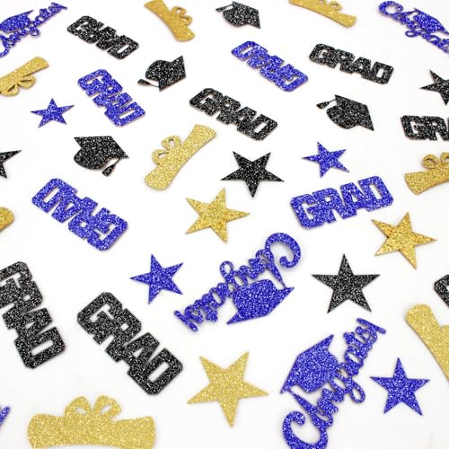Vofrise Glitzer-Abschlusskonfetti 2025, Blau und Gold, Abschlussdekorationen, Grad Kappe, Stern, Congrats Grad, Tischstreuung für Abschlussfeier, Party-Dekorationen 2025, 200 Stück Vofrise Glitzer-Abschlusskonfetti 2025, Blau und Gold, Abschlussdekorationen, Grad Kappe, Stern, Congrats Grad, Tischstreuung für Abschlussfeier, Party-Dekorationen 2025, 200 Stück von Vofrise