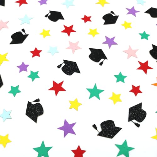 Vofrise Konfetti für Vorschulabschluss, bunte Sterne und schwarze Glitzerkappe, Abschlussdekoration, Klasse 2025, Kindergarten, Abschlussfeier, Party-Dekorationen, 300 Stück Vofrise Konfetti für Vorschulabschluss, bunte Sterne und schwarze Glitzerkappe, Abschlussdekoration, Klasse 2025, Kindergarten, Abschlussfeier, Party-Dekorationen, 300 Stück von Vofrise