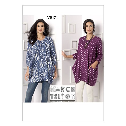 VOGUE PATTERNS Vogue Schnittmuster 9171 Y, Tunika, Damen, Größen XSM-MED, Mehrfarbig, Y (X Small-Medium) von Vogue Patterns