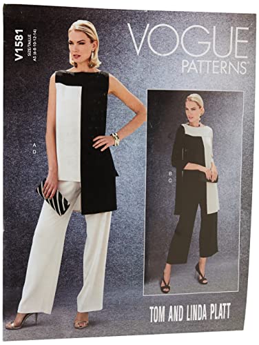 Vogue Patterns 1581A5 Vogue Schnittmuster 1581 A5, Tunika und Hose für Damen, Größen 34-42, Tissue, mehrfarbig, 20 x 0.5 x 25 cm von Vogue Patterns