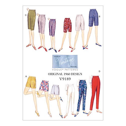 Vogue Patterns V9189A50 Vogue Muster 9189, Damen-Shorts und Hosen, Größen 34-42, Leinen, Mehrfarbig, A5 (6-8-10-12-14) von Vogue Patterns
