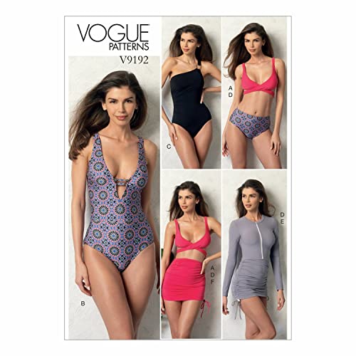 Vogue Patterns V9192A50 Vogue Muster 9192, Damenoberteil, Badeanzug, Unterteil und Überwurf, Größen 34-42, A5 (6-8-10-12-14) von Vogue Patterns
