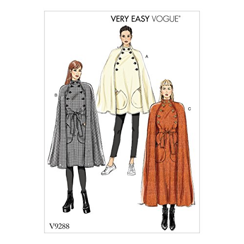 Vogue Patterns 9288Y Umhang und Gürtel für Damen, Tissue, Mehrfarbig, 15 x 0.5 x 22 cm von Vogue Patterns