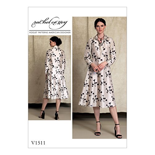 Vogue Patterns V1511E50 Dress Damen Hemdkleid mit halber Knopfleiste, langärmlig, Orange, 14-16-18-20-22 von Vogue Patterns