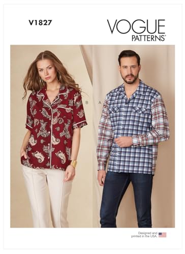 Vogue Patterns V1827A Unisex Tops/Weste A (S-M-L-XL-XXL), Papier von Vogue Patterns