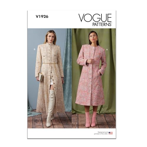 Vogue Patterns V1926B5 Damen Mantel in zwei Längen mit Kragenvarianten B5 (36-38-40-42) von Vogue Patterns