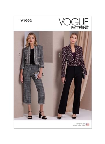 Vogue Patterns V1993 Cropped-Jacke und taillierte Hose für Damen Schnittmuster-Paket, Papier, Mehrfarbig, Sizes 16-18-20-22-24 von Vogue Patterns