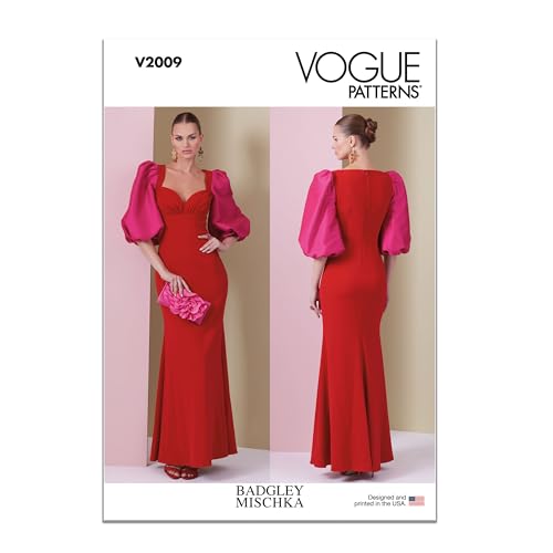 Vogue Patterns V2009B5 Eng anliegendes, gefüttertes Damenkleid Schnittmuster-Paket von Badgley Mischka, Design-Code V2009, Papier, Mehrfarbig, Sizes 8-10-12-14-16 von Vogue Patterns