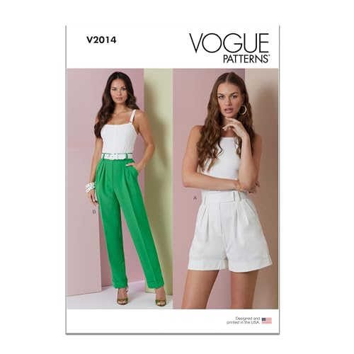 Vogue V2014B5 Damen-Shorts mit hoher Taille und locker sitzender Hose Schnittmuster-Paket, Design-Code V2014, Papier, mehrfarbig, Sizes 8-10-12-14-16 von Vogue
