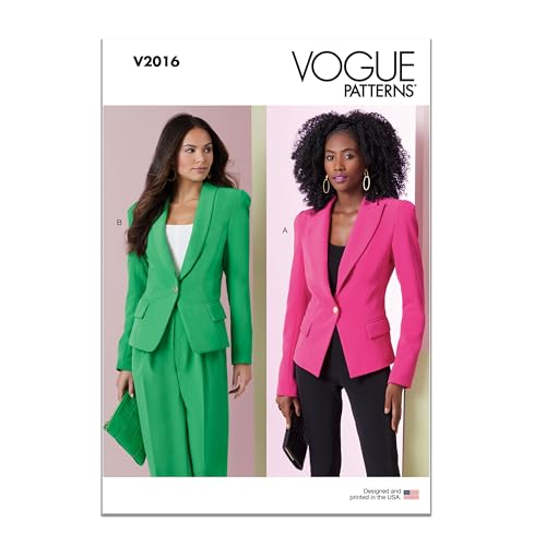Vogue Patterns V2016H5 Gefütterte Damenjacken Schnittmuster-Paket, Design-Code V2016, Papier, Mehrfarbig, Sizes 6-8-10-12-14 von Vogue Patterns