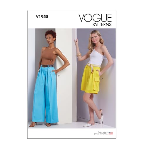 Vogue Schnittmuster-Paket für Damen-Shorts und Hosen, weites Bein, Designcode V1958, Größen 34-36-40-42 von Vogue Patterns