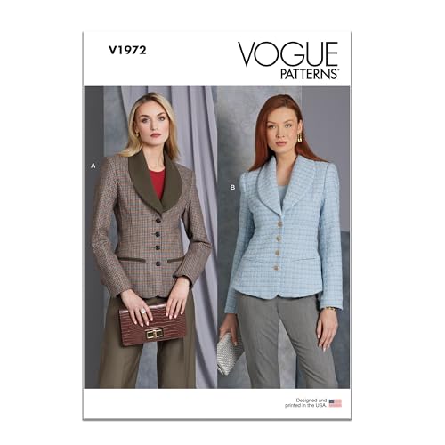 Vogue Schnittmuster-Set für Damen, halb-taillierte und gefütterte Jacke, Design-Code V1972, Größen 34-36-38-40-42 von Vogue Patterns
