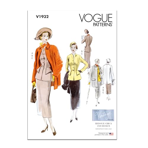 Vogue Schnittmuster-Set für Damenanzug und Mantel, Vintage-Design, Code V1932, Größen 44-46-50 von Vogue Patterns