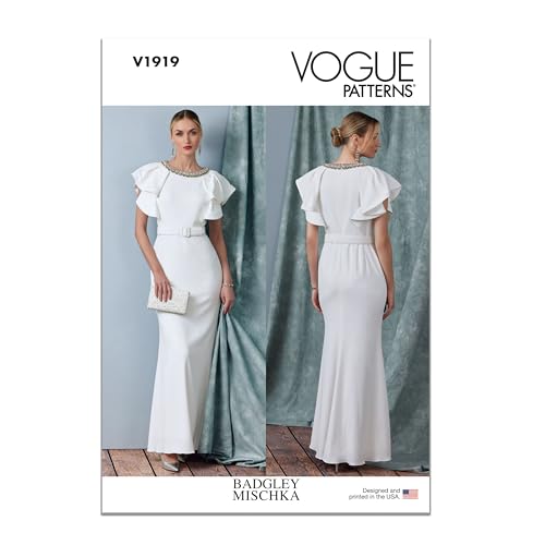 Vogue Schnittmuster-Set für Damenkleid mit Gürtel von Badgley Mischka, Design-Code V1919, Größen 36-38-40-42-44 Vogue Schnittmuster-Set für Damenkleid mit Gürtel von Badgley Mischka, Design-Code V1919, Größen 36-38-40-42-44 von Vogue Patterns