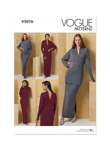 Vogue Schnittmuster V2076B5 Strickkleid für Damen, vorne und hinten und Rock, B5 (36-38-40-42-44) von Vogue Patterns