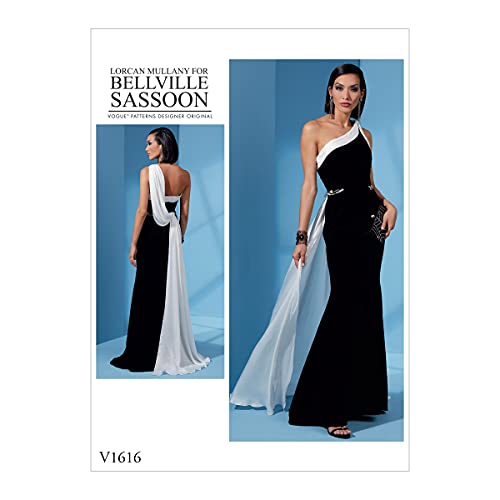Vogue V1616A5 Bellville Sassoon Schnittmuster für Damenkleid mit Einer Schulter, bodenlang, Papier, Weiß, Sizes 6-14 von Vogue Patterns